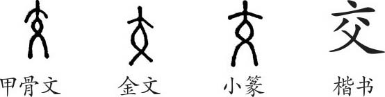 《交》字义《交》字的字形演变,小篆隶书楷书写法《交》