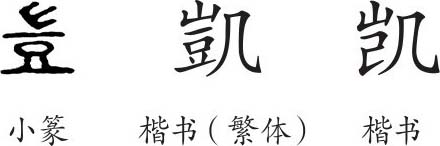 《凯》字义《凯》字的字形演变,小篆隶书楷书写法《凯》