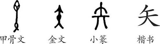 《矢》字义《矢》字的字形演变,小篆隶书楷书写法《矢》