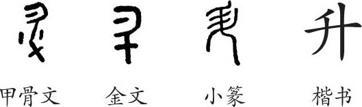 《升》字義,《升》字的字形演變,小篆隸書楷書寫法《升》 - 說文解字