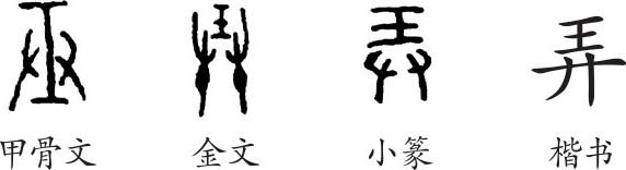 《弄》字义,《弄》字的字形演变,小篆隶书楷书写法《弄》