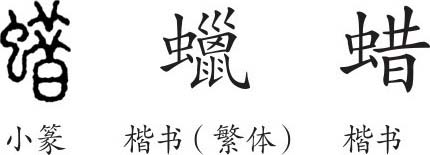 《蜡》字义《蜡》字的字形演变,小篆隶书楷书写法《蜡》